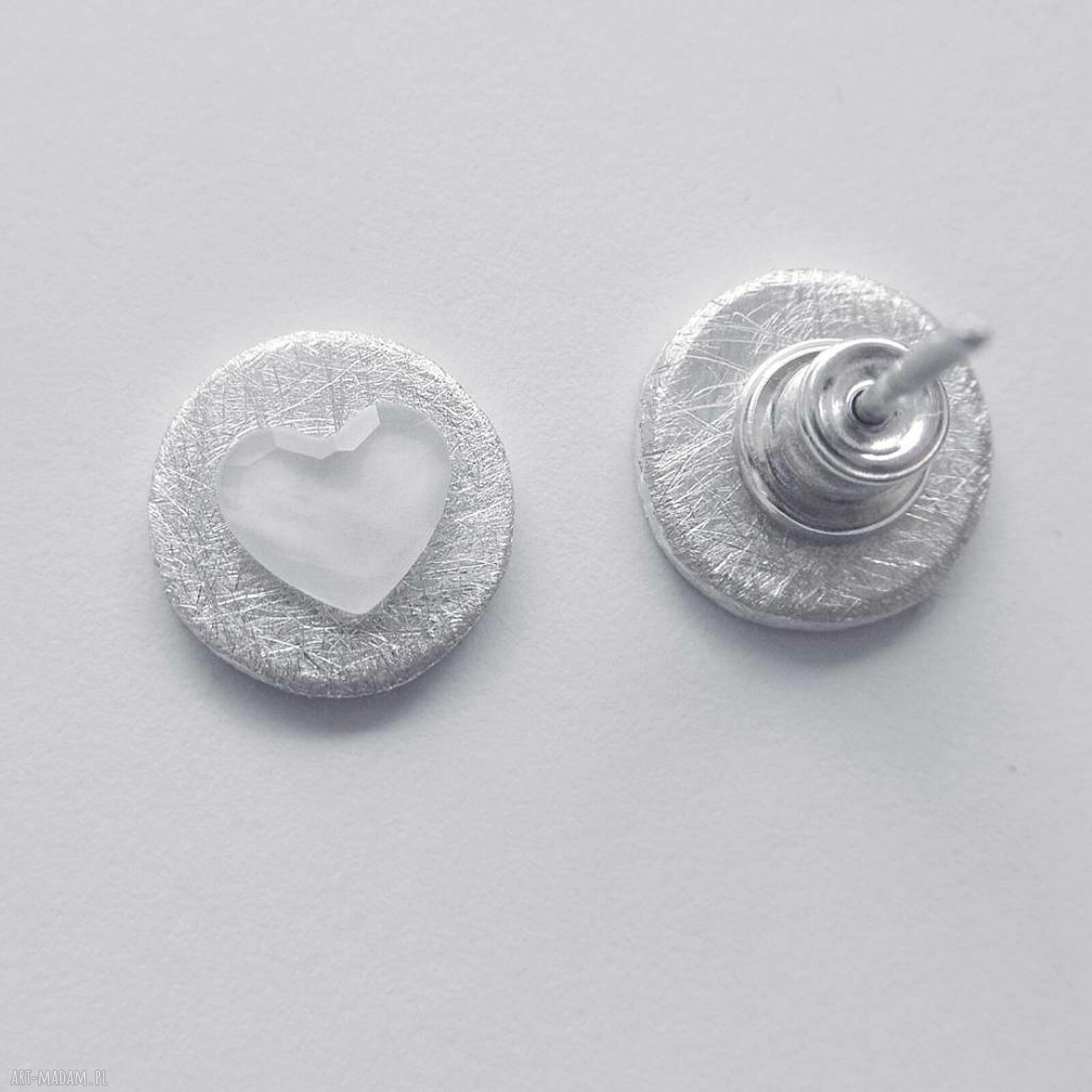 Serduszko kolczyki na sztyftach - Swarovski Elements w srebrze 6 mm