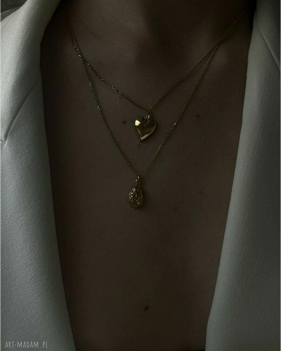naszyjniki: Złoty naszyjnik z sercem ręczne wykonanie