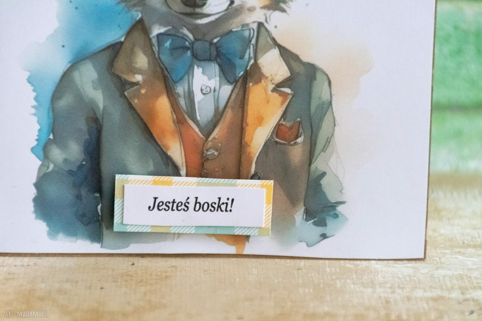 Ręcznie robiona kartka dla niego Jesteś boski z kopertą i motywem lisa