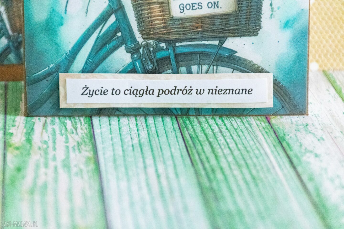 Życie to ciągła podróż w nieznane - ręcznie robiona kartka z kopertą