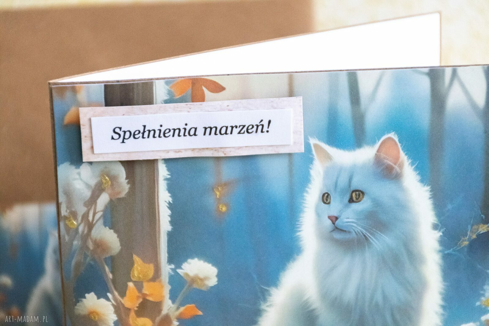 Minimalistyczna kartka z kopertą „Spełnienia marzeń!” - kot nr 5
