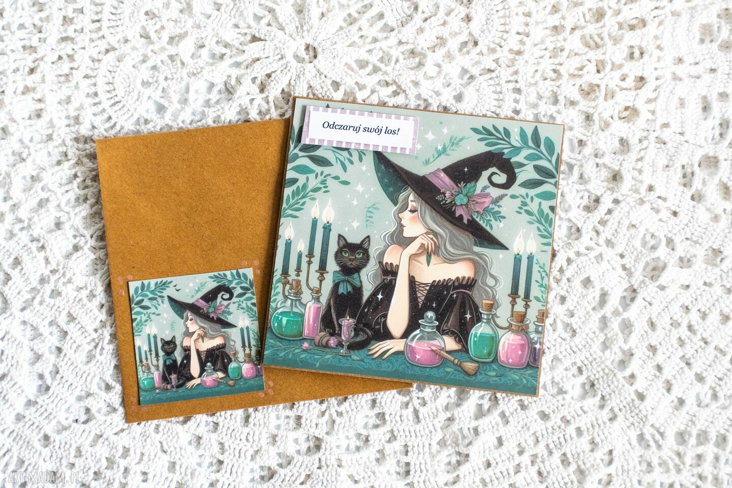 Odczaruj swój los! - uniwersalna kartka z przesłaniem i kopertą (rękodzieło scrapbooking)