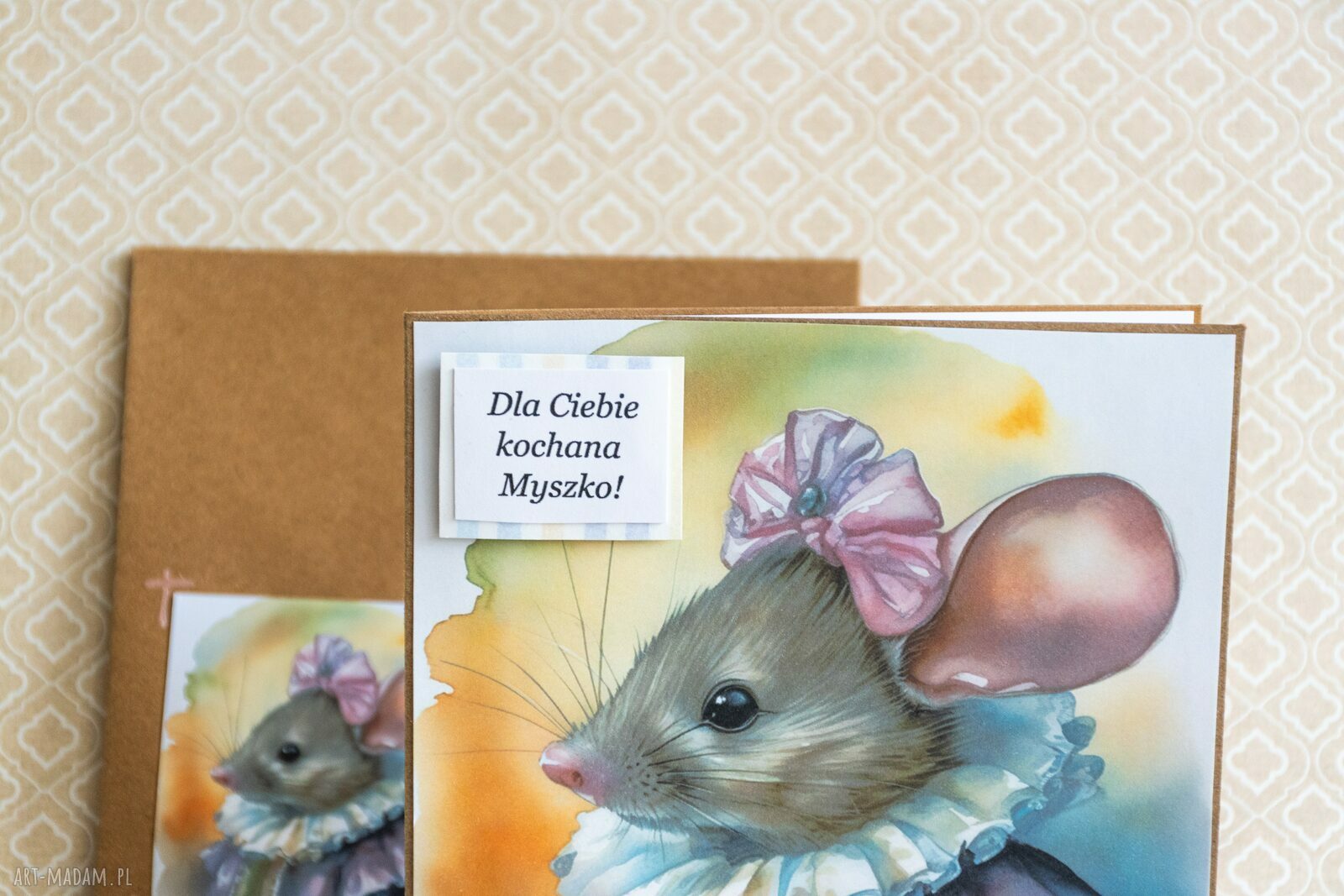 Prosta kartka i koperta - Dla Ciebie kochana Myszko!