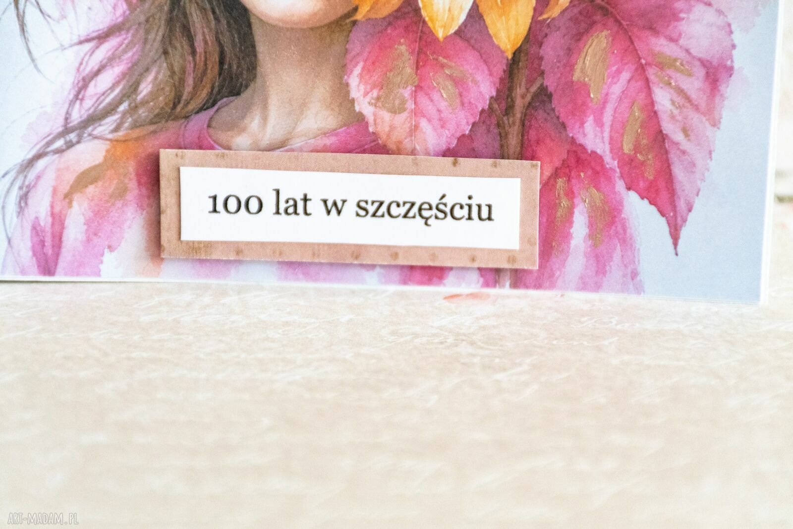 Kartka i koperta 100 lat w szczęściu - ręcznie robione słoneczniki