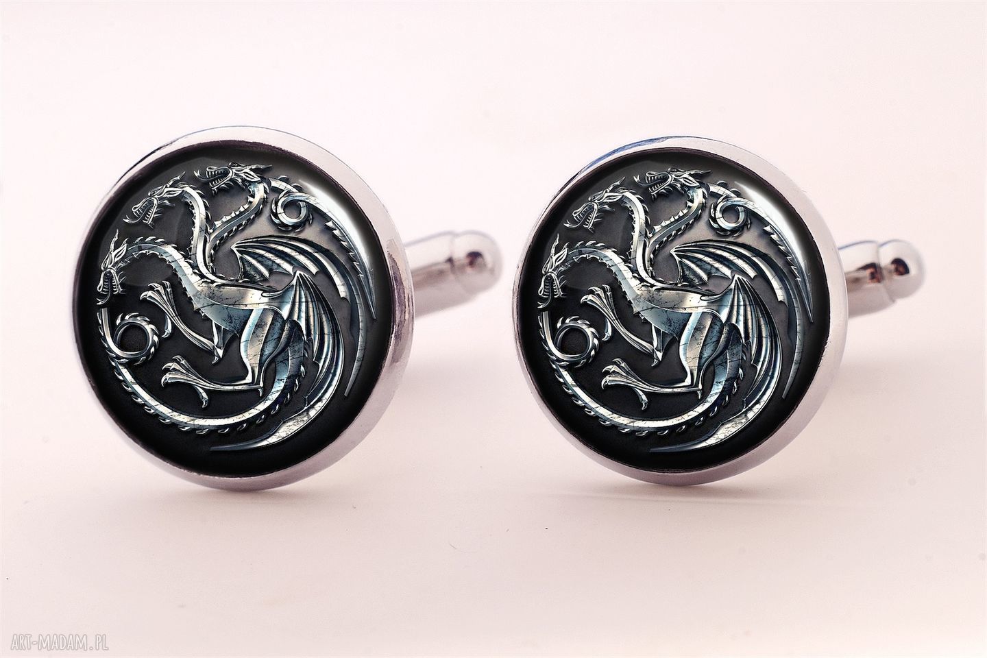 Spinki do mankietów Tron Targaryen Smoki Denerys - ręcznie robione fantasy