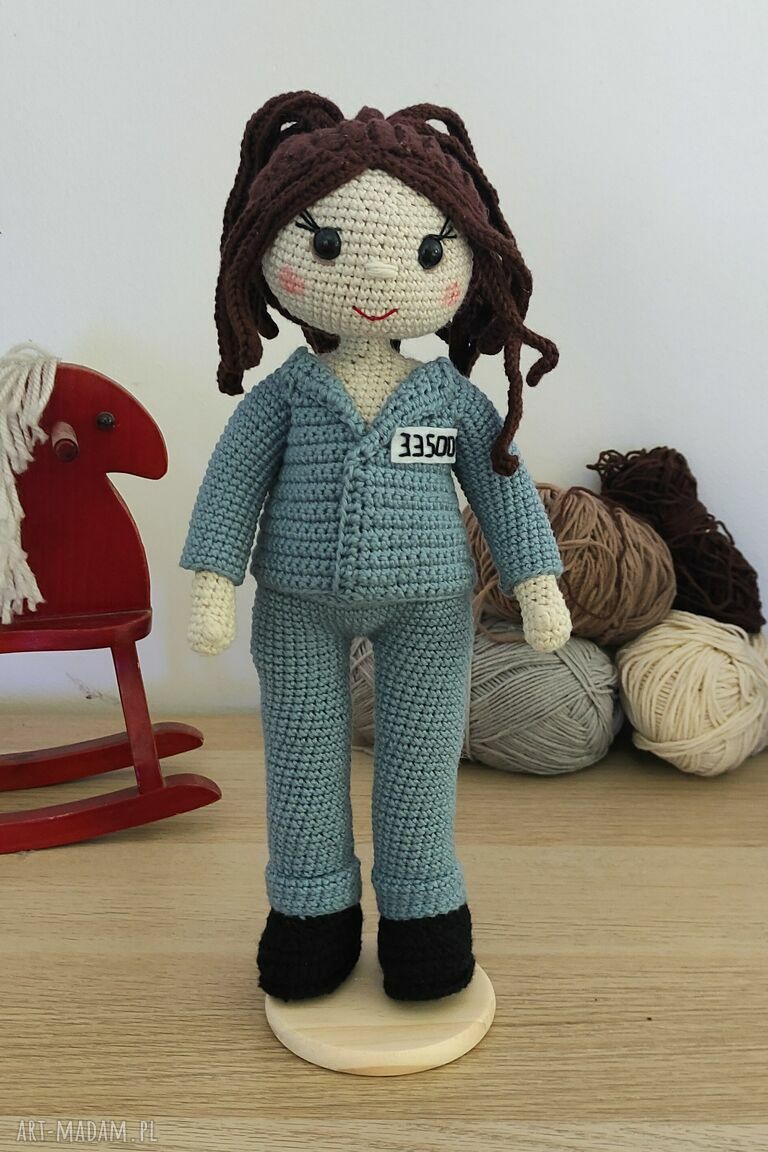 lalki: Szydełkowa lalka więźniarka hand made