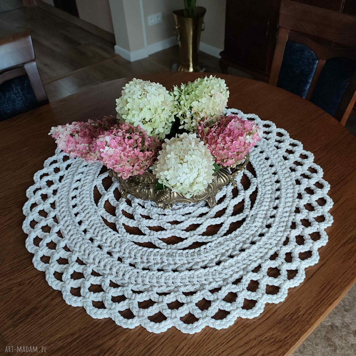 Serweta szydełkowa ze sznurka 70 cm - boho na stół