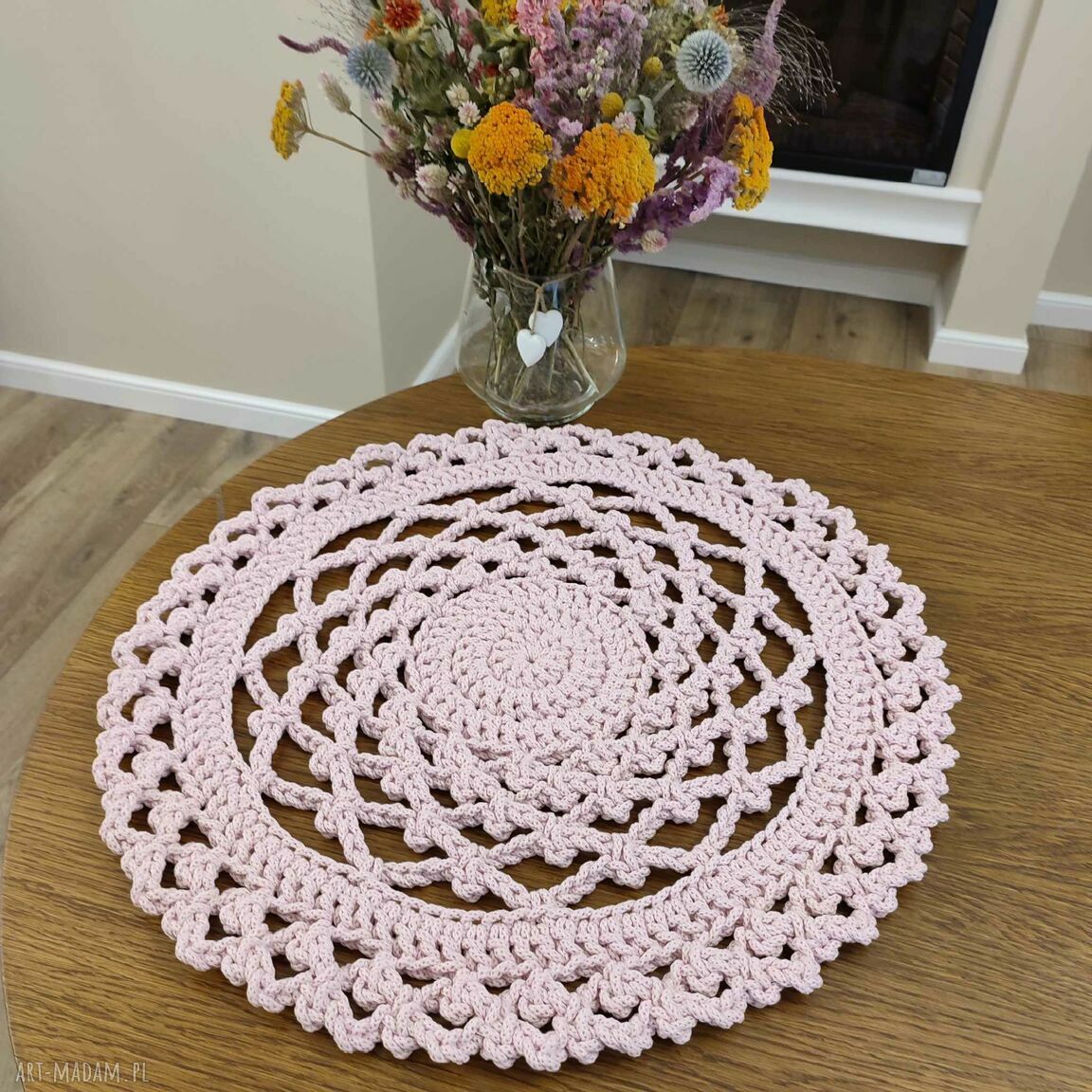 Serweta szydełkowa ze sznurka 60 cm - podkładka na stół