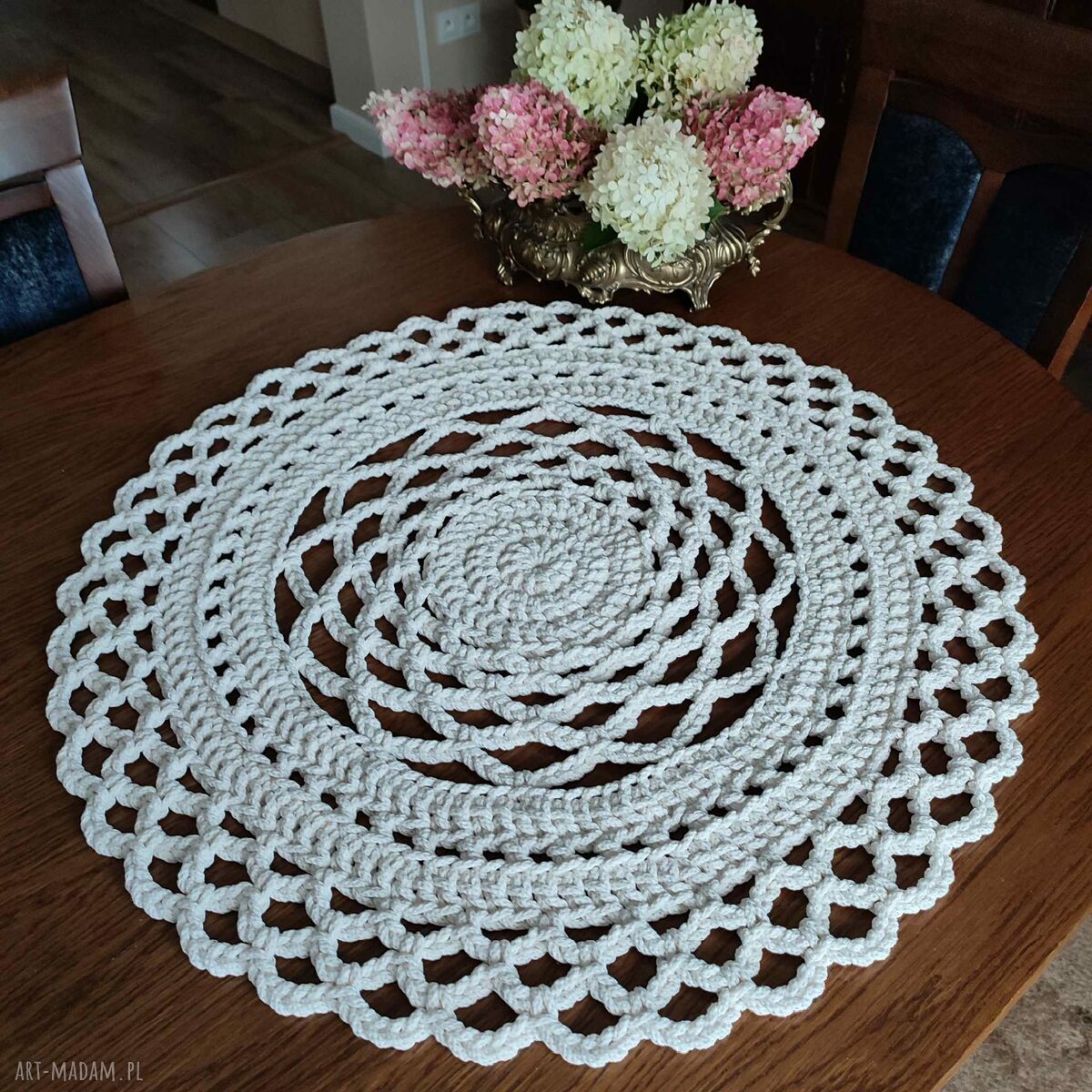 Serweta szydełkowa ze sznurka 70 cm - boho na stół