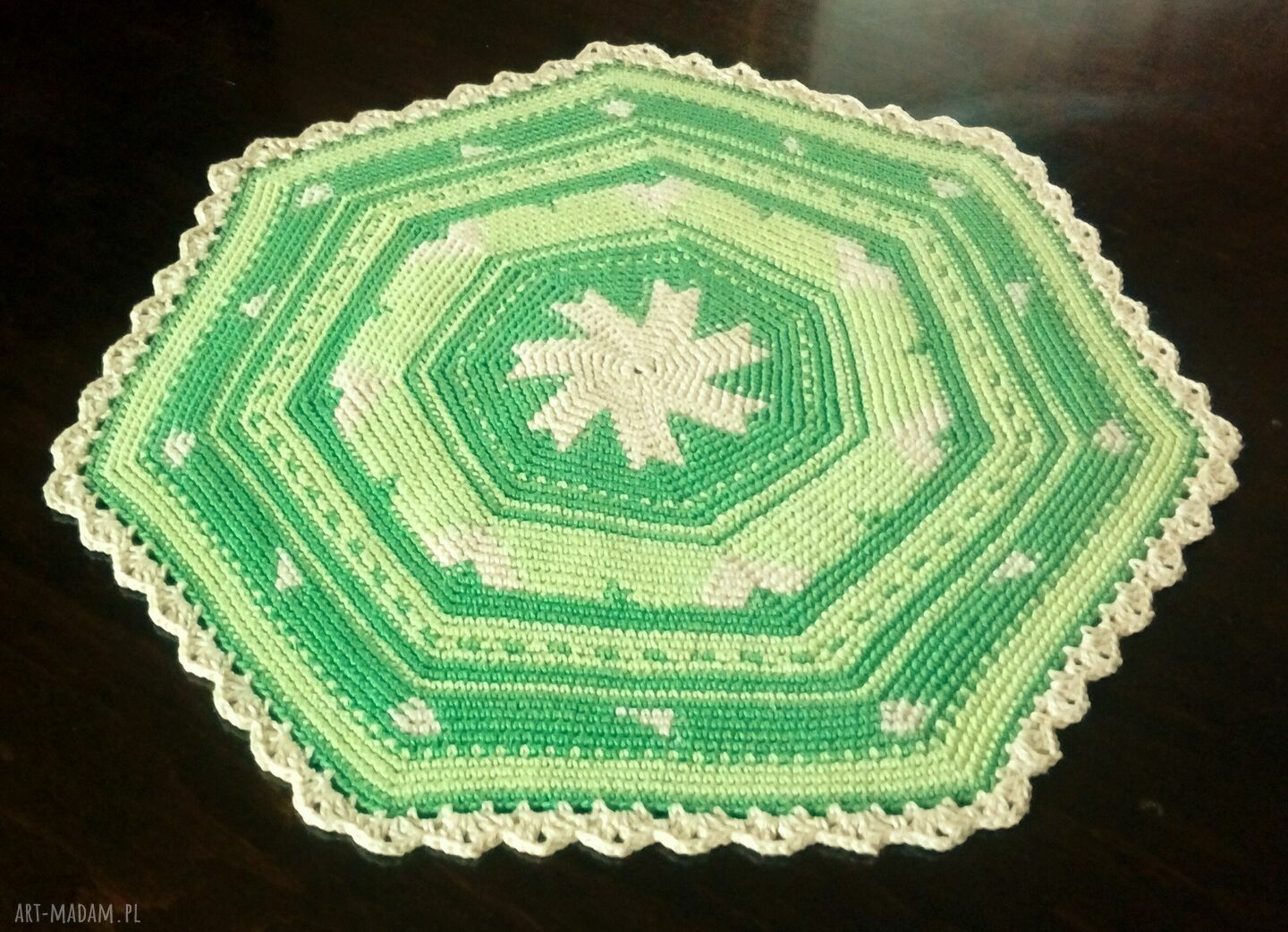 Serwetka Etno Folk vintage - ręcznie robiona podkładka z bawełny 38 cm