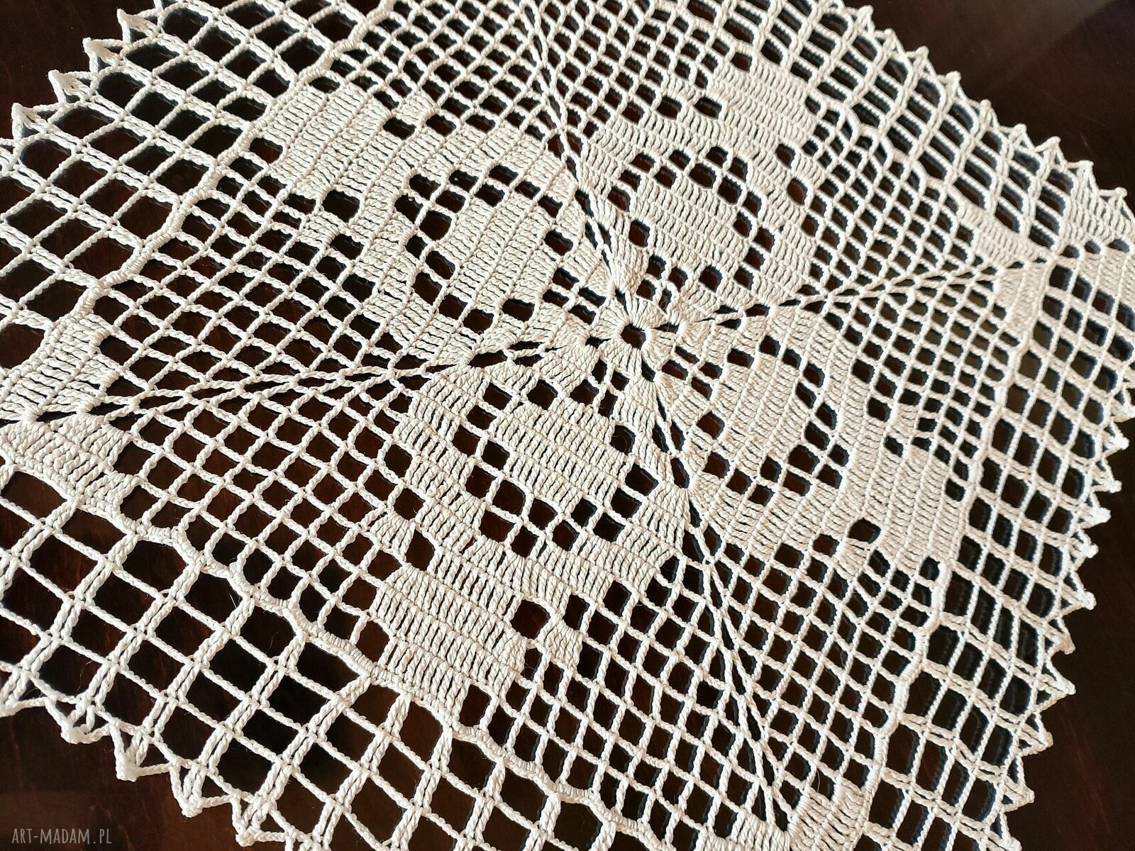 Serwetka kwadratowa vintage - biała podkładka na stół 31x31 cm