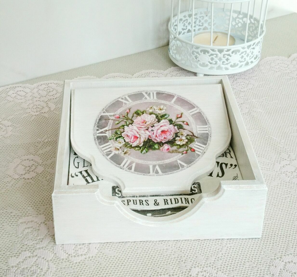 pudełka: Serwetnik w stylu shabby chic hand made