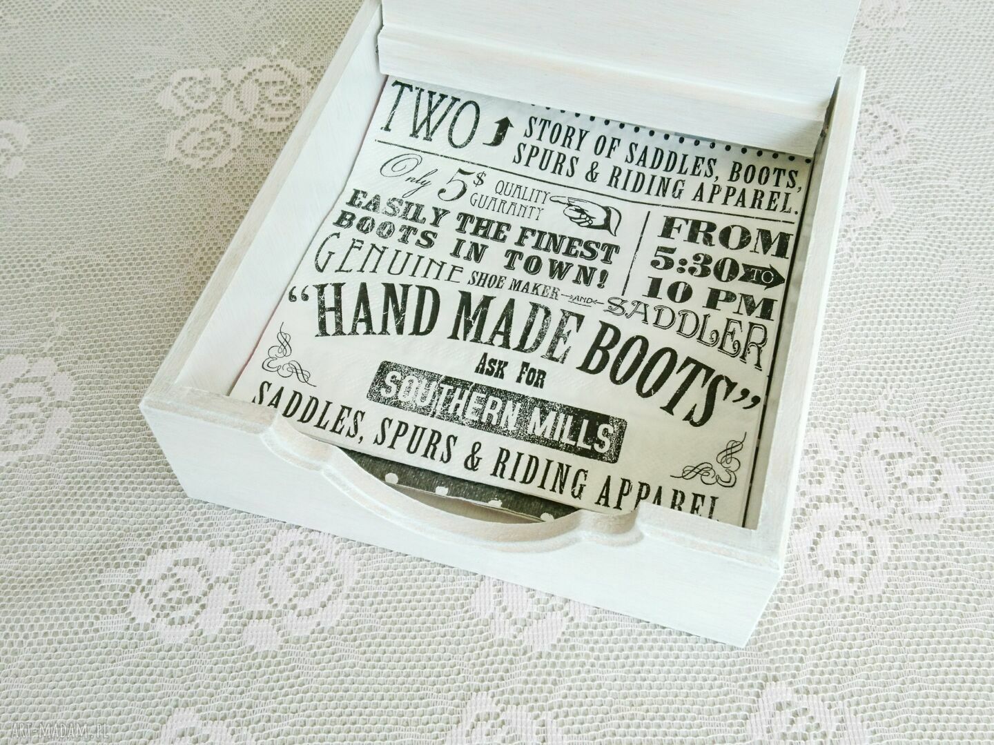 pudełka: Serwetnik w stylu shabby chic hand made