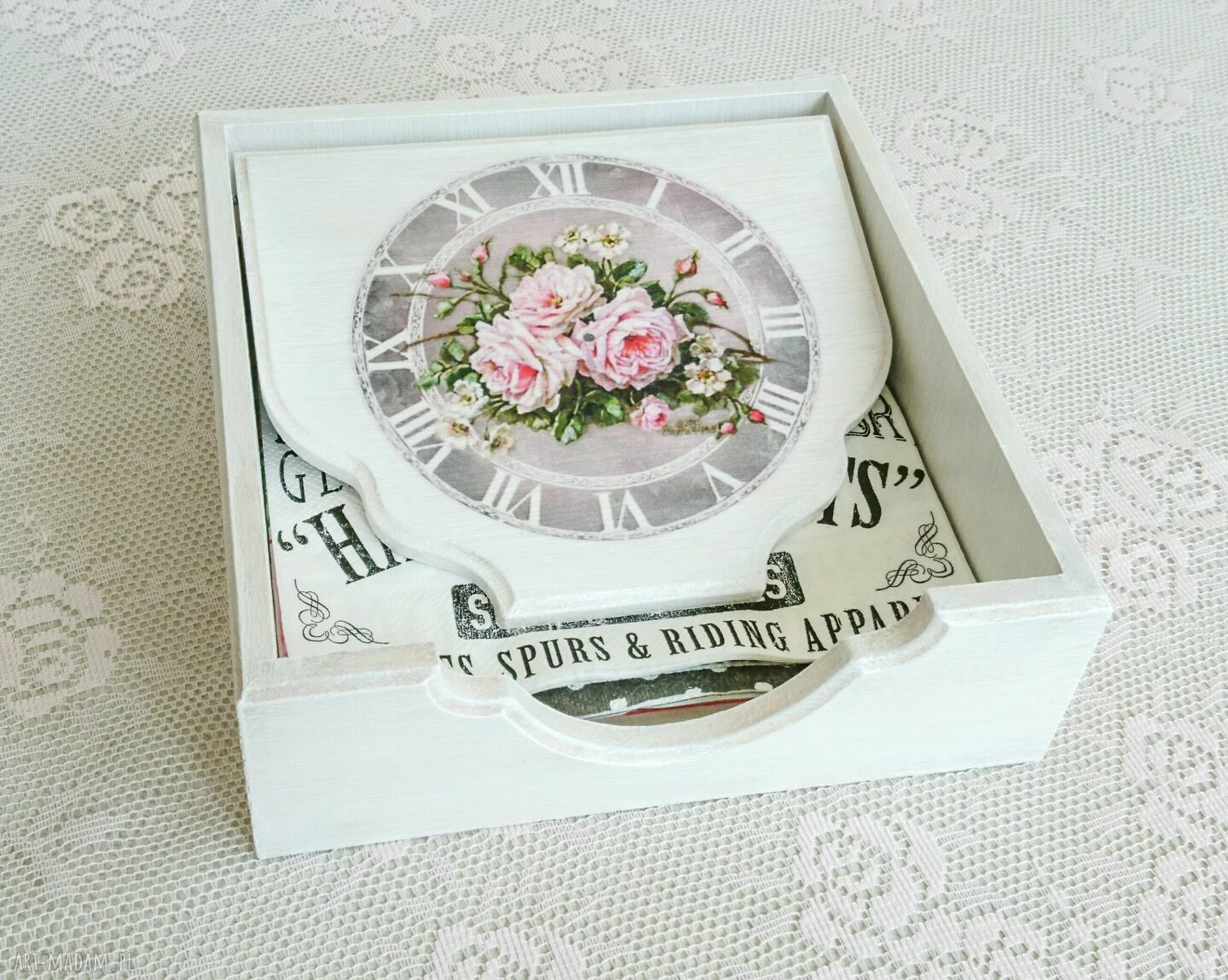 pudełka: Serwetnik w stylu shabby chic hand made