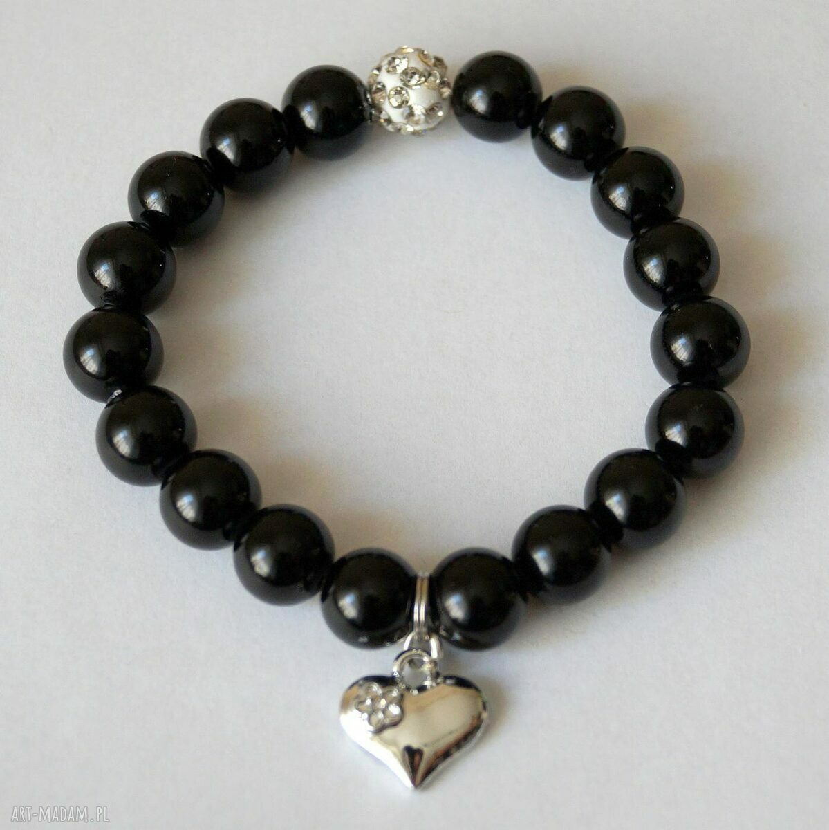 Zestaw 4 bransoletek shamballa: jadeit, perły Swarovski i cyrkonia (black'n'white)