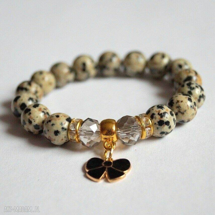 Set copper, black Swarovski&dalmatian jasper