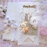 hand made scrapbooking kartki kartka na ślub beżowa w pudełku