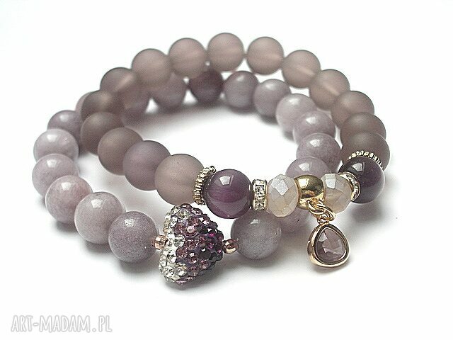 Jeżynowe duo jdeity szkło shamballa uleksyty komplet dwóch