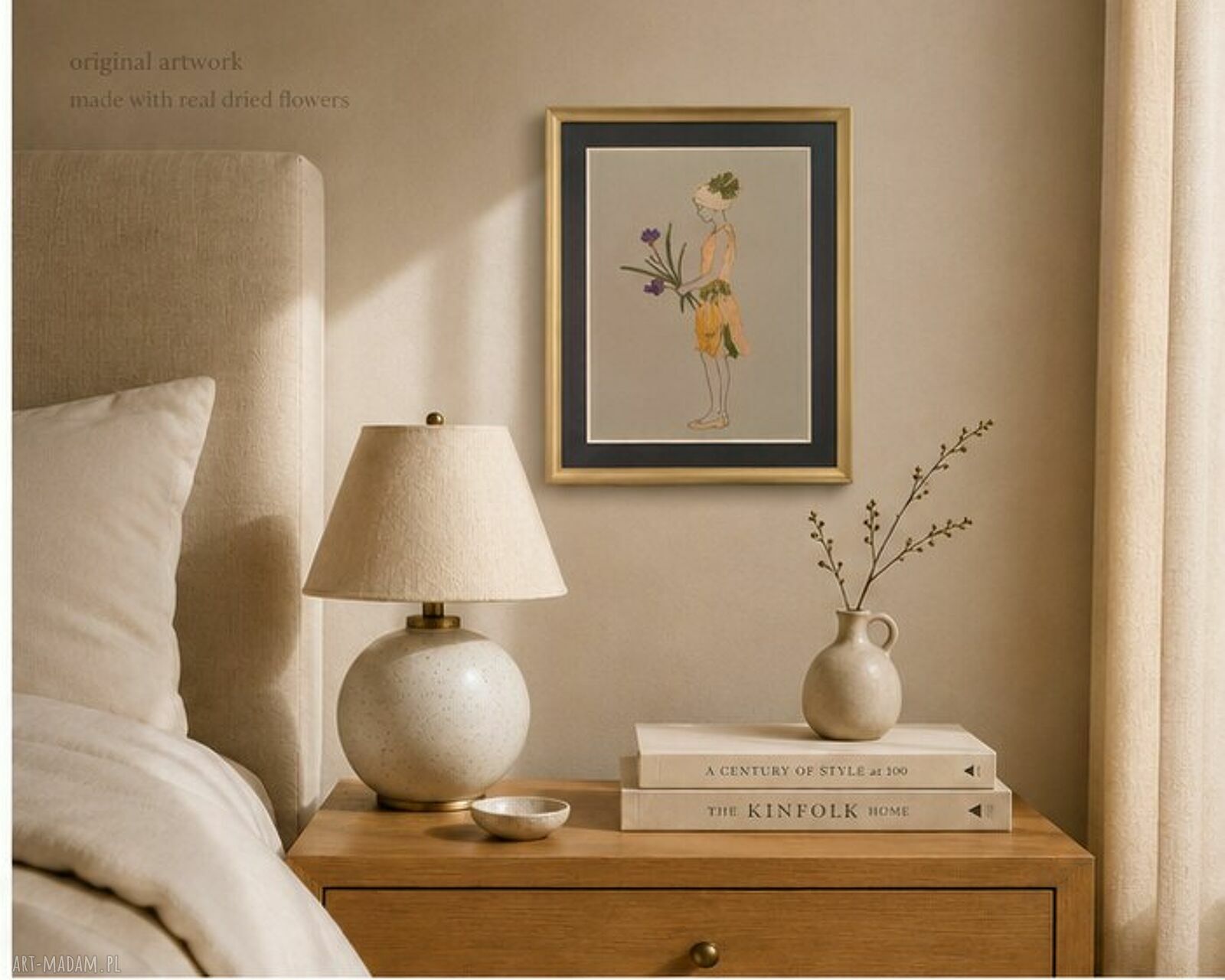 She Gathered the Morning - obraz botaniczny z suszonych kwiatów 21x30 cm