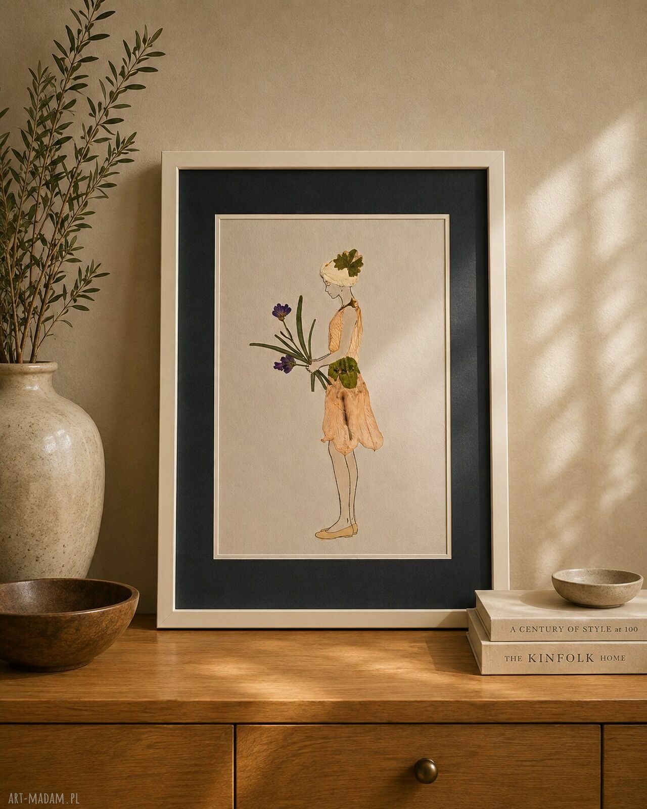 She Gathered the Morning - obraz botaniczny z suszonych kwiatów 21x30 cm
