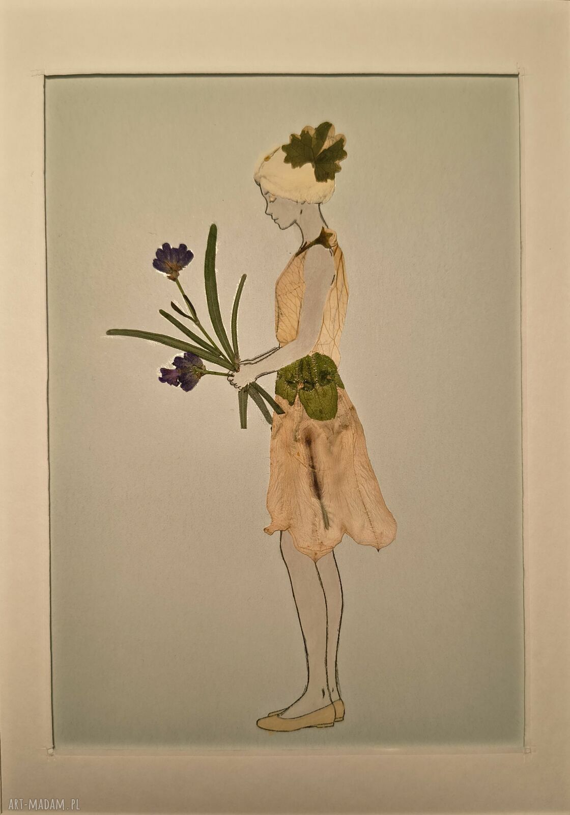 She Gathered the Morning - obraz botaniczny z suszonych kwiatów 21x30 cm