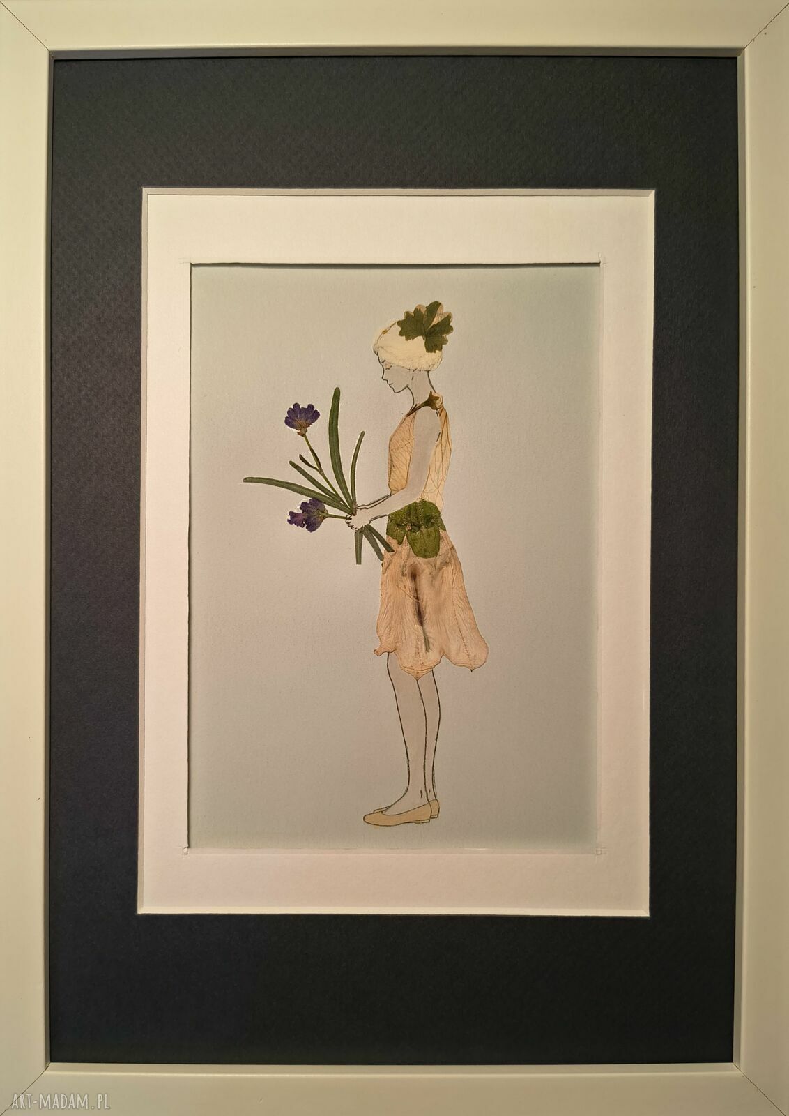 She Gathered the Morning - obraz botaniczny z suszonych kwiatów 21x30 cm