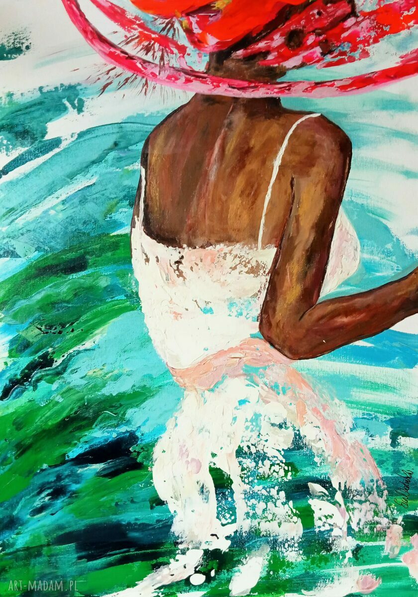 She is like wind - ręcznie malowany obraz akrylowy pejzaż 50x70 cm
