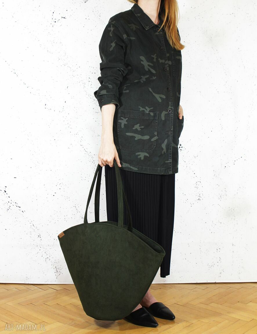 Duża Shelly Bag vegan ciemnozielona torba na ramię
