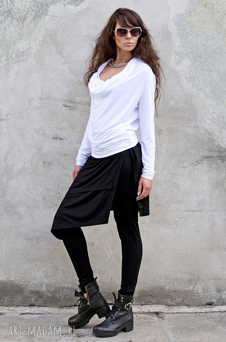 Bluzka handmade Long Waves She More z dużym dekoltem woda (wiskoza + elastan)