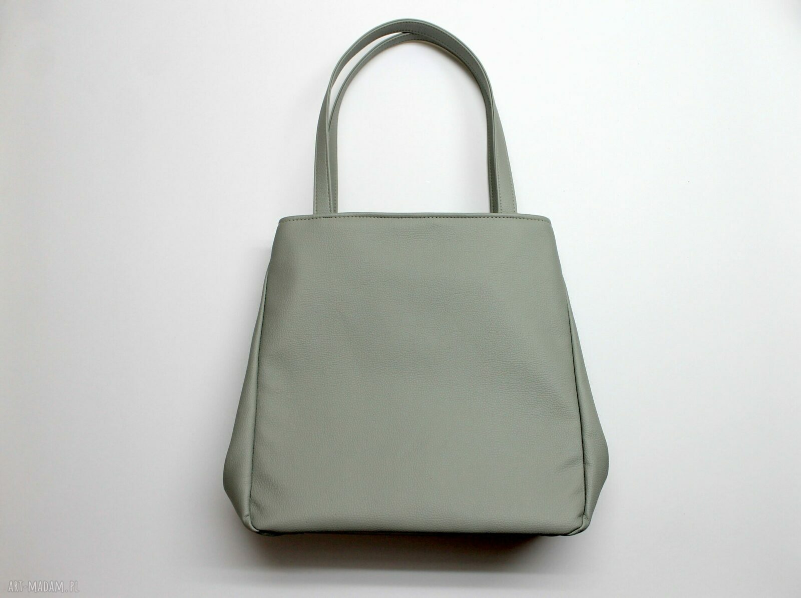 Ręcznie robiona szara shopper bag typu worek na ramię - A4