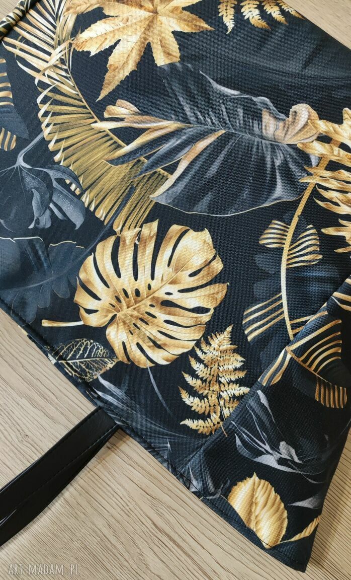 Wodoodporna shopper bag dżungla z monstery na ramię - mieści A4