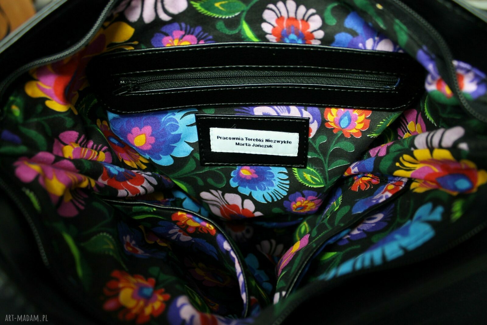 Czarny shopper bag A4 na ramię - elegancka torba handmade