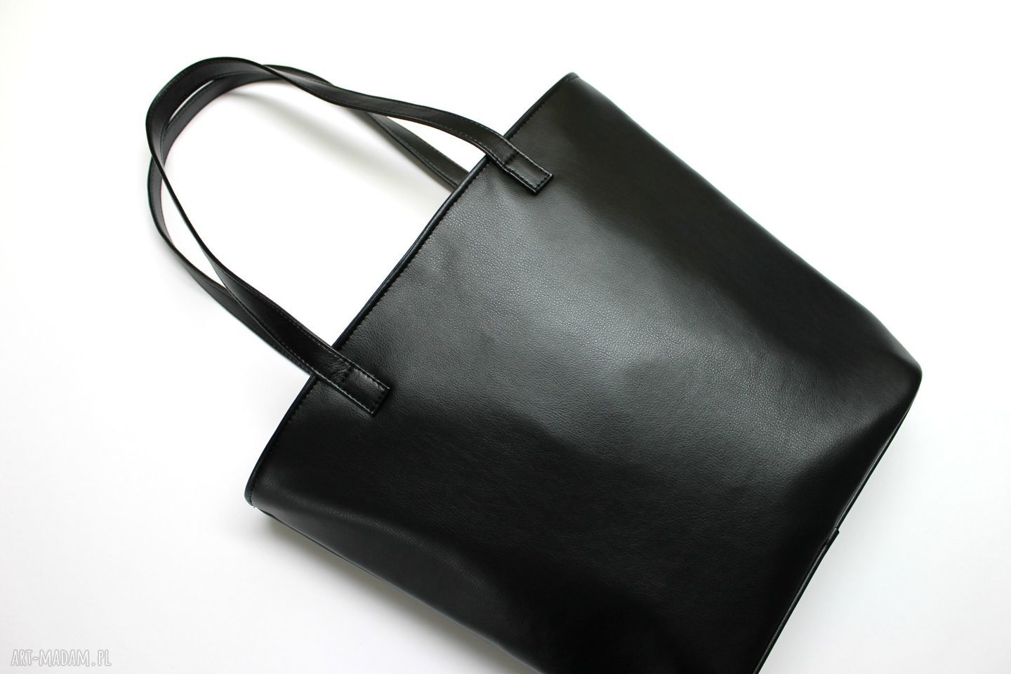 Shopper Bucket czarny na ramię - torebka damska A4 handmade