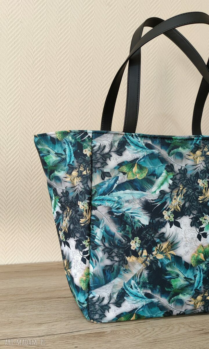 Shopper na ramię „Baśniowy Ogród” - elegancka, wodoodporna torebka do A4