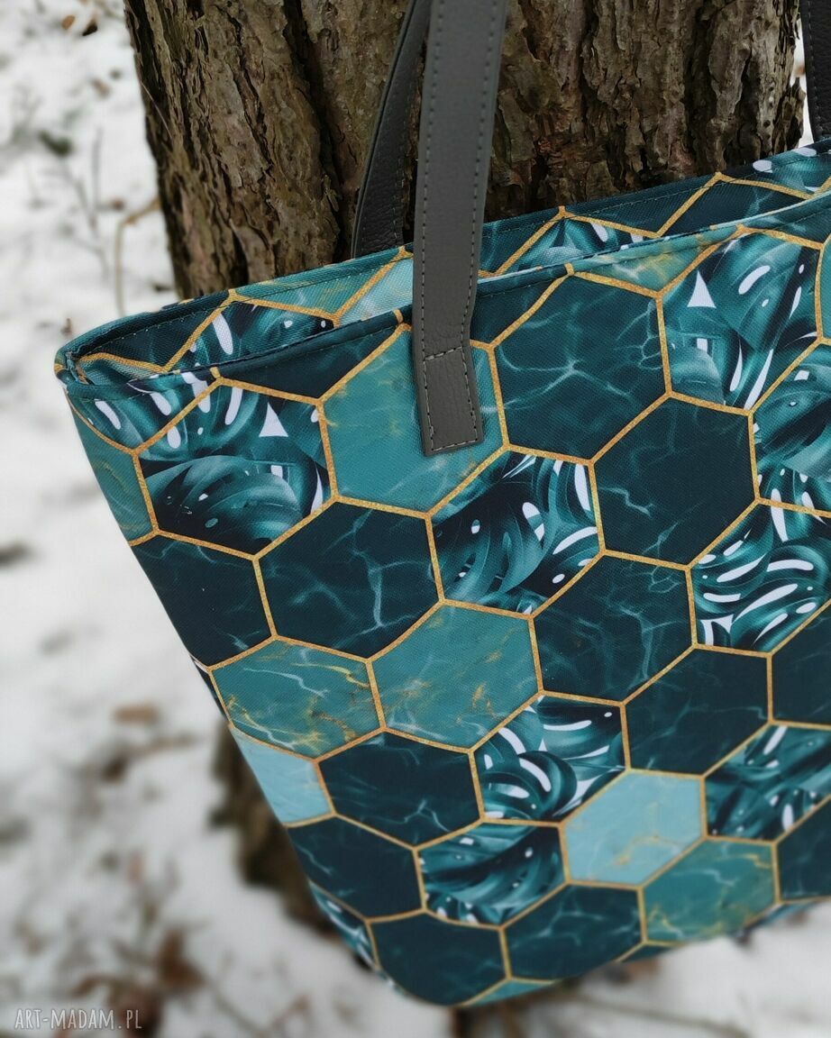 Shopper Bag Bucket - morskie plastry miodu na ramię (A4)