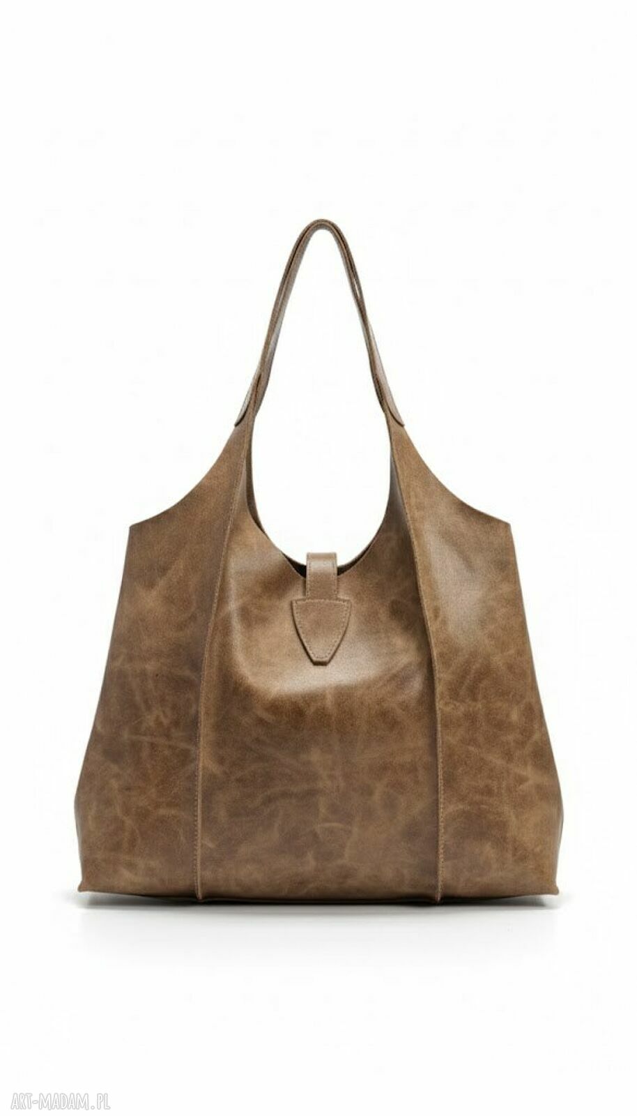 Brązowa shopper bag z przecieranej skóry LS05 - na co dzień