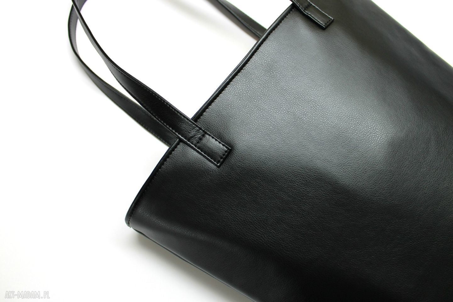 Shopper Bucket czarny na ramię - torebka damska A4 handmade