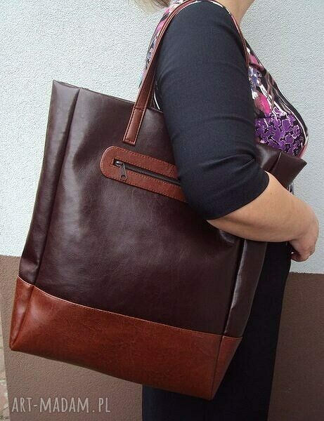 Czarny shopper bag A4 na ramię - elegancka torba handmade