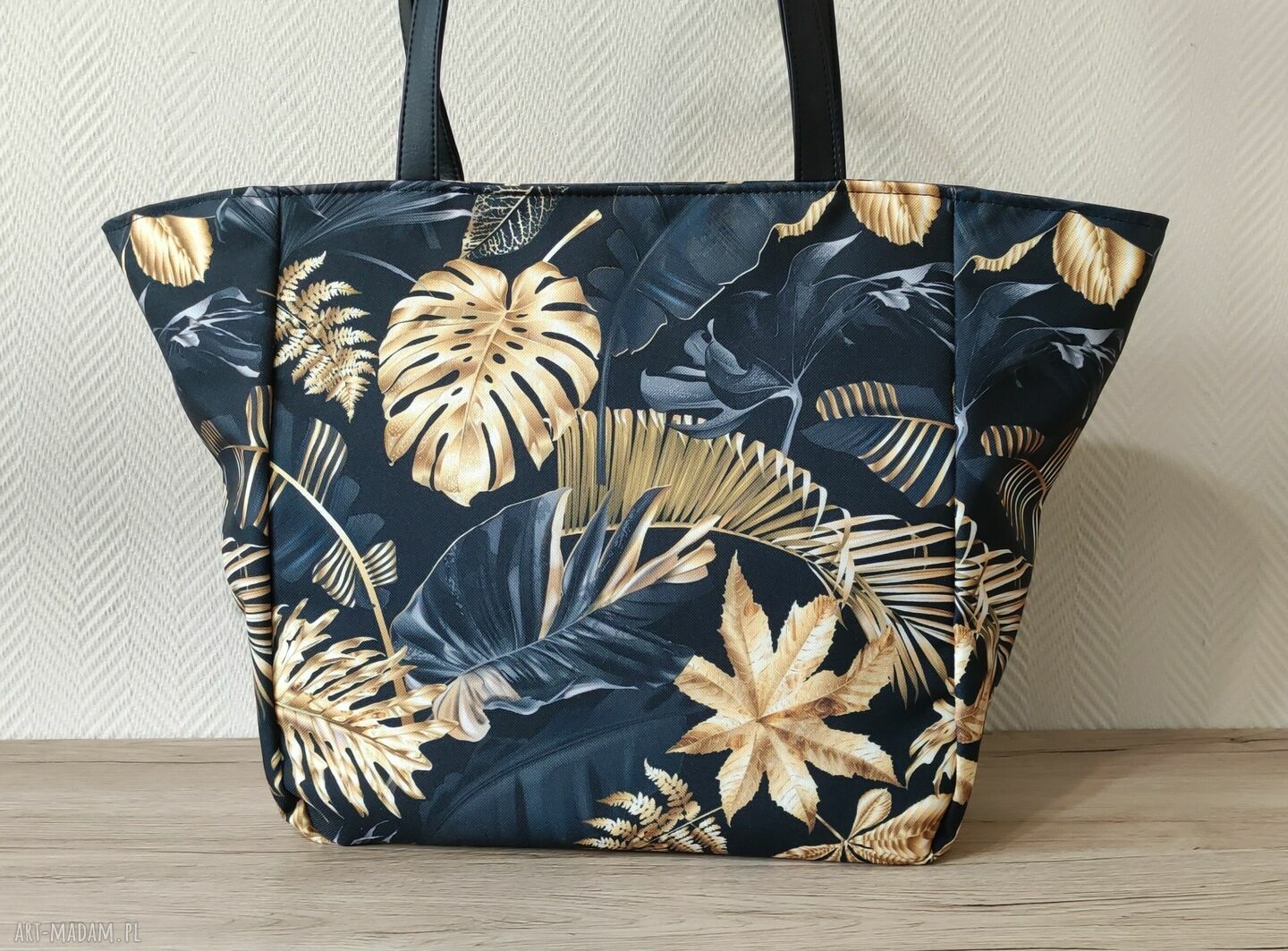 Wodoodporna shopper bag dżungla z monstery na ramię - mieści A4