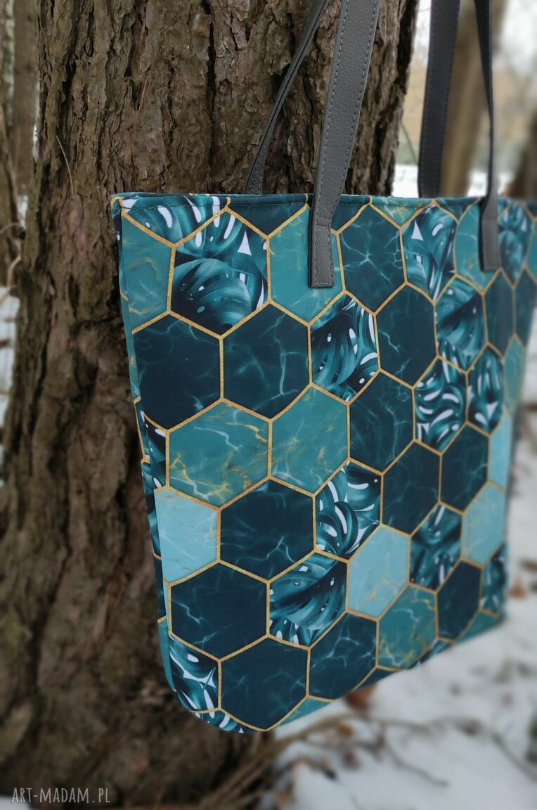 Shopper Bag Bucket - morskie plastry miodu na ramię (A4)