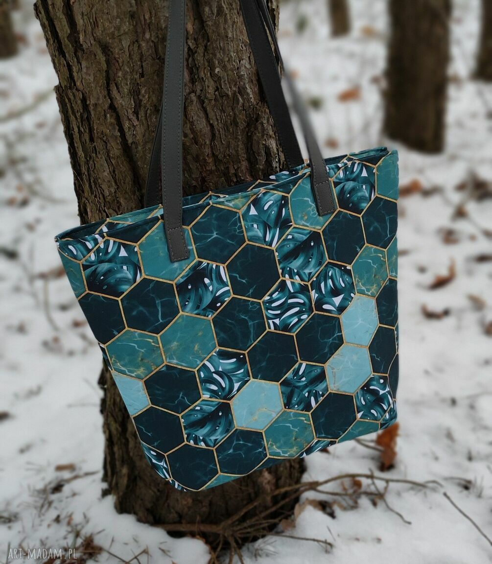 Shopper Bag Bucket - morskie plastry miodu na ramię (A4)