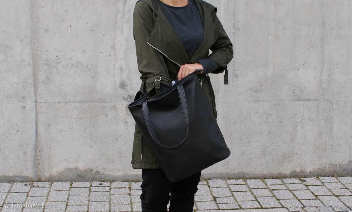 Shopper czerń gładki Hand Made