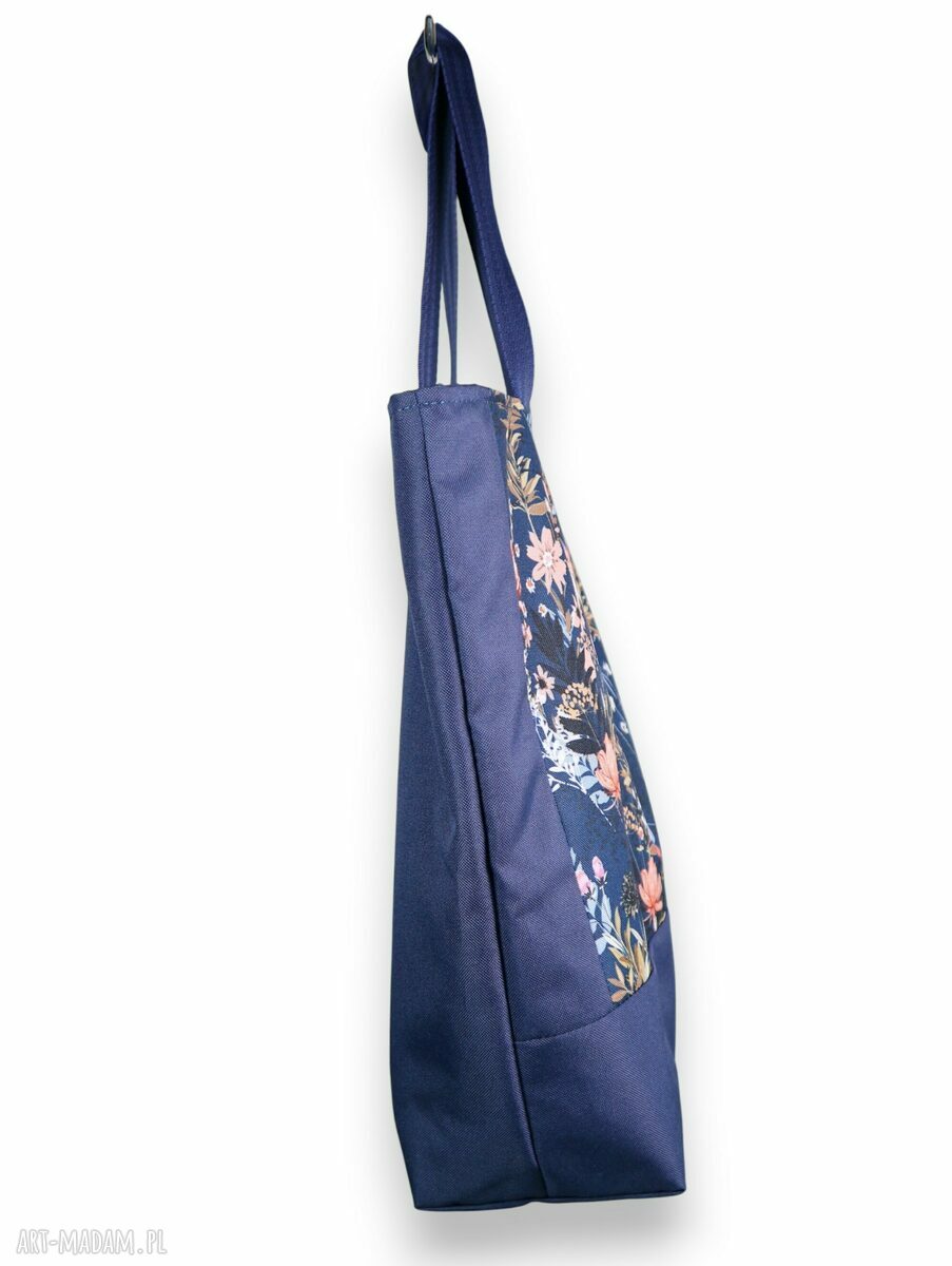 Pojemny shopper w kwiaty - wodoodporna torba na ramię dla kobiet