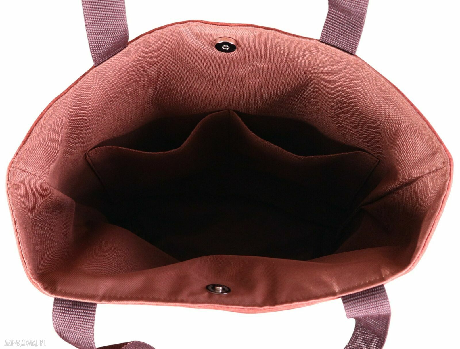 Shopper na zakupy welurowa cynamon - torba damska na ramię handmade