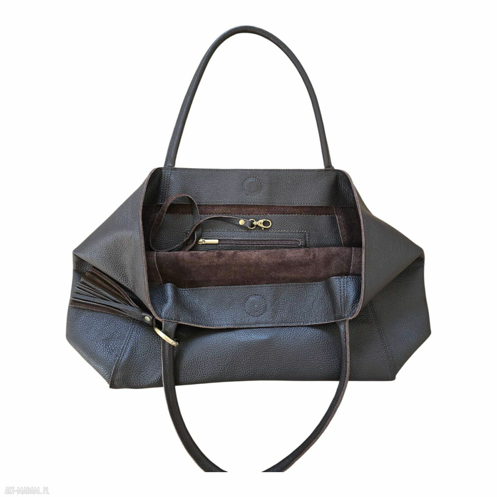 Skórzana shopperka XL Chocolate Dark - handmade z włoskiej skóry