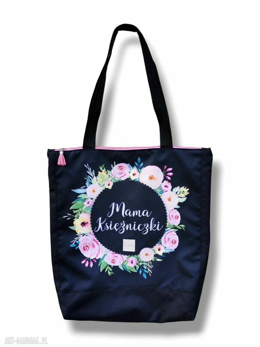 Duża wodoodporna torba shopper na ramię dla mamy - zapinana na zamek