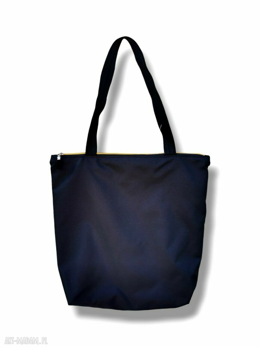 Wodoodporna czarna torba shopper na ramię - duża (44x40x9 cm)