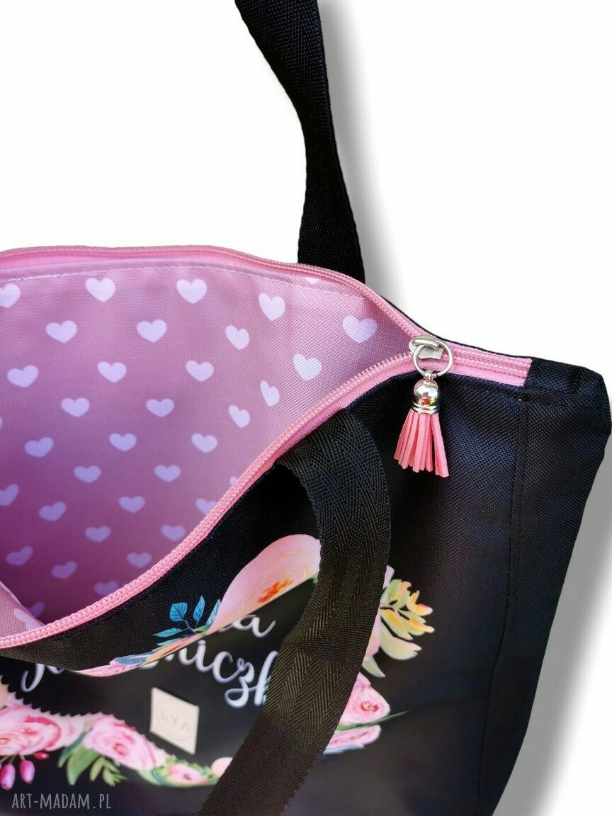 Duża wodoodporna torba shopper na ramię dla mamy - zapinana na zamek