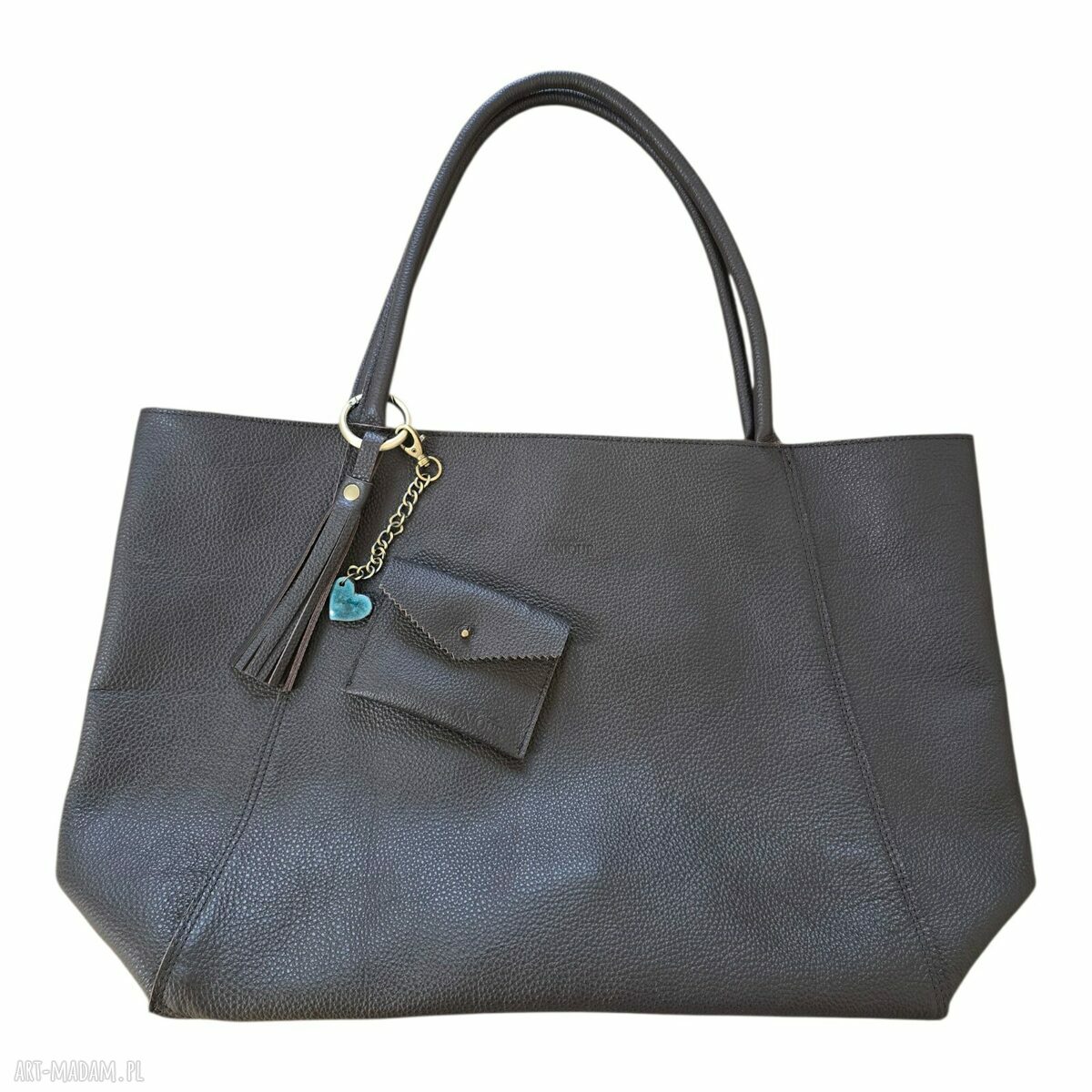 Skórzana shopperka XL Chocolate Dark - handmade z włoskiej skóry