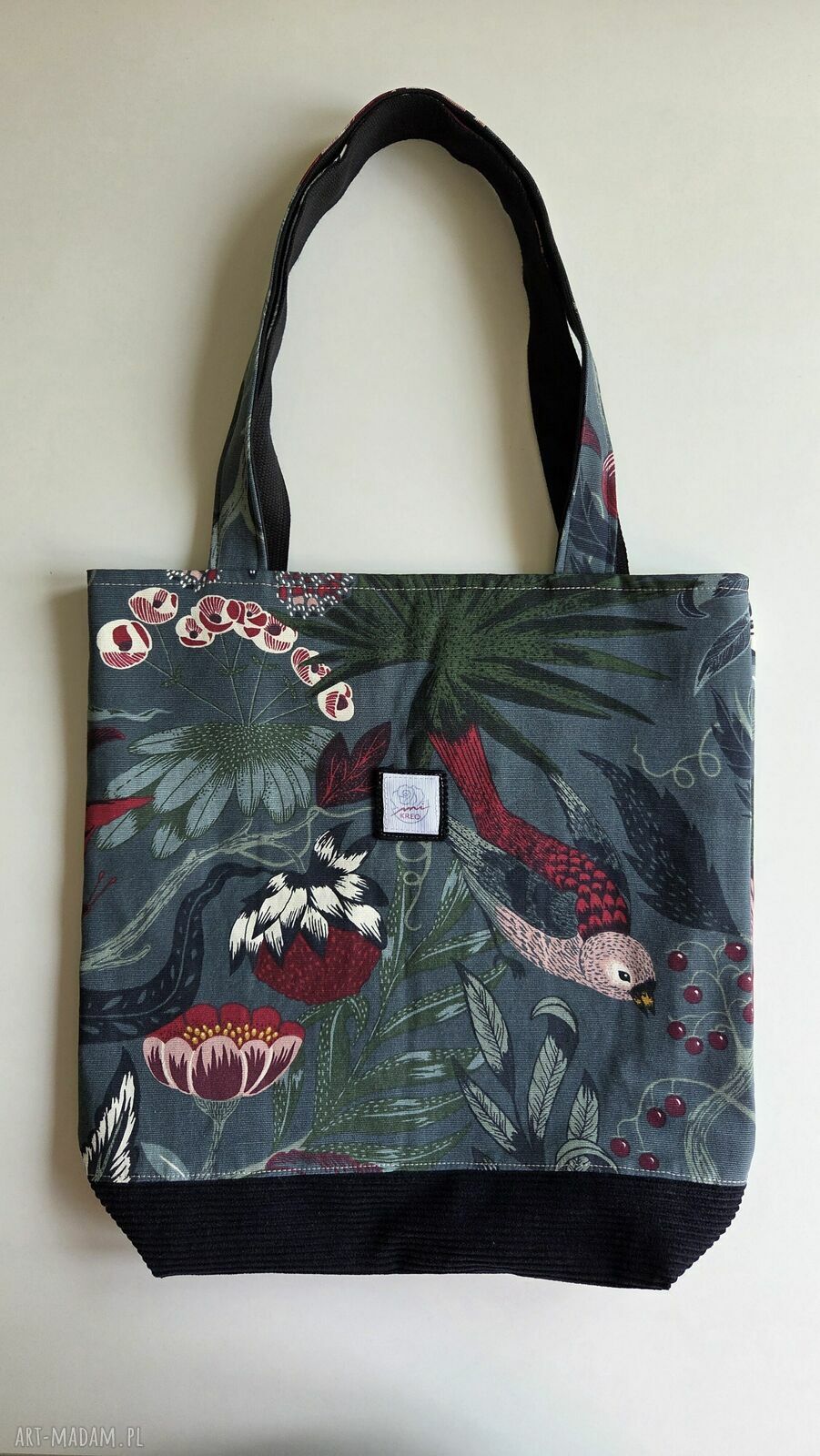 Torba shopper Leśna - wzór botaniczny z upcyklingu